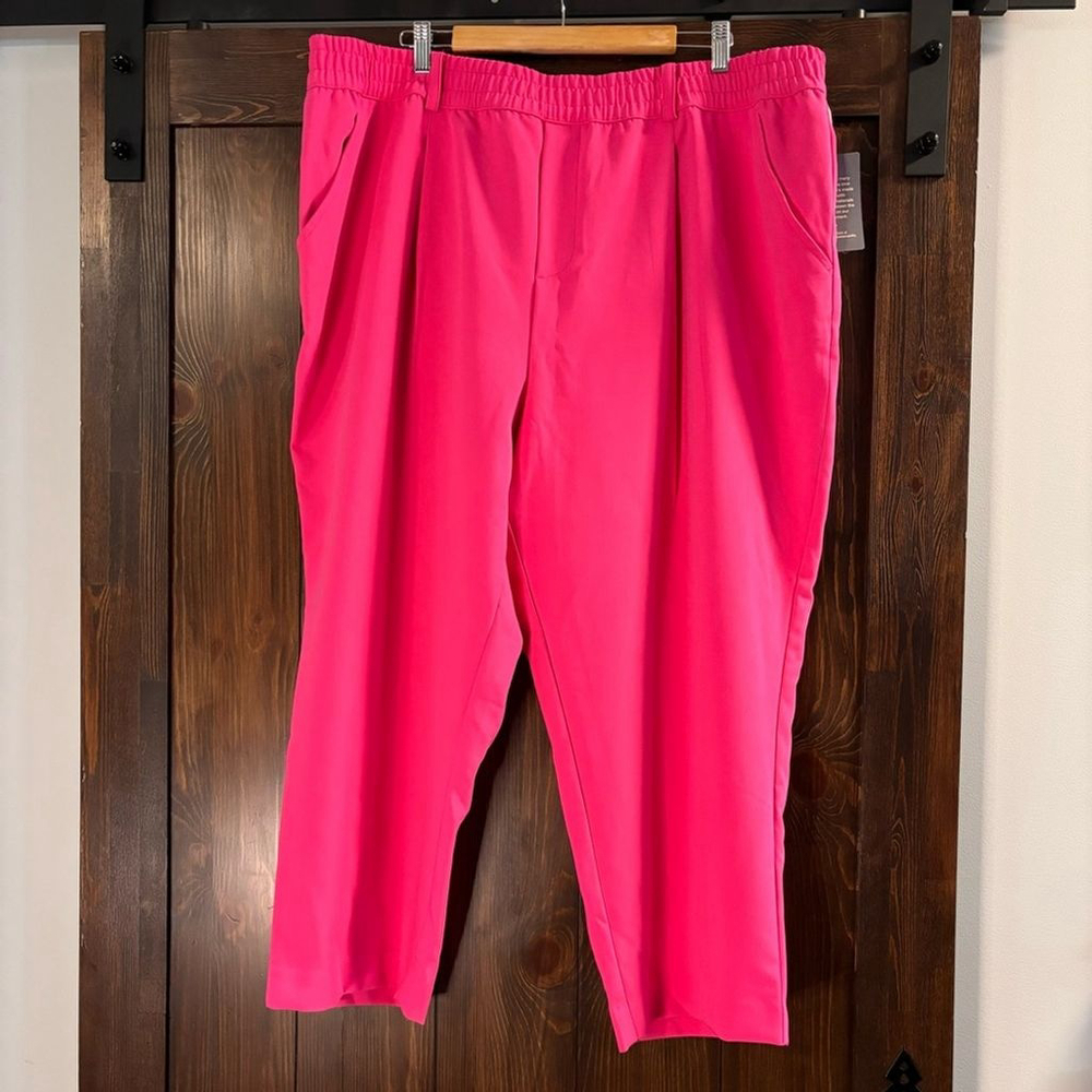 On 34th Plus Size Hot Pink Solid Double Weave Ankle Dress Pants NWT - Picture 5 of 9
